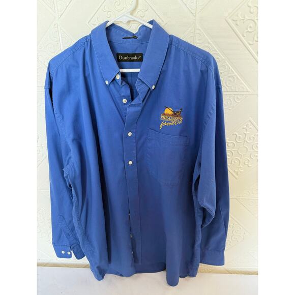 Pheasants Forever XL Dunbrooke men's blue Shirt button-up long-sleeve - Picture 5 of 11